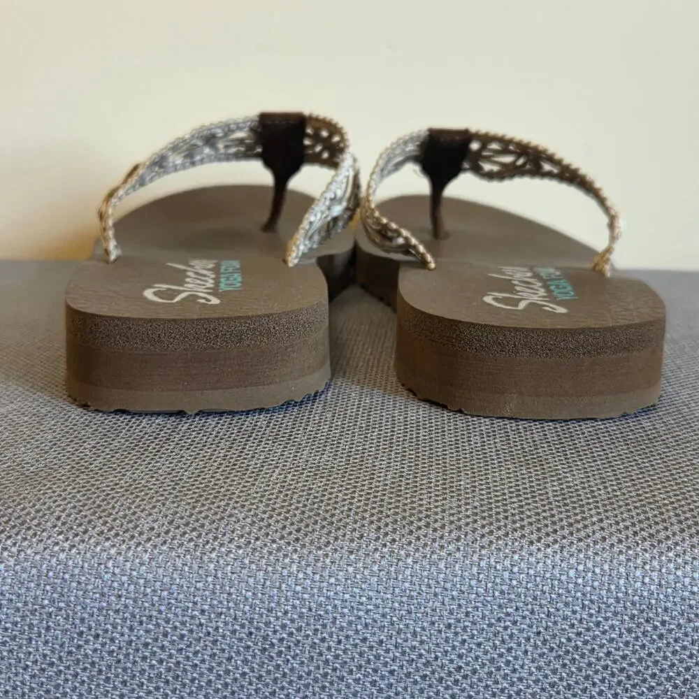 NWOT Skechers 7.5 Asana Yoga Foam Thong Flip Flop Sandals Macrame